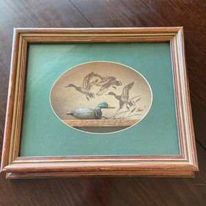 Chris Leiter Carved Wood Mallard Duck Decoy Signed & Numbered Shadowbox Art